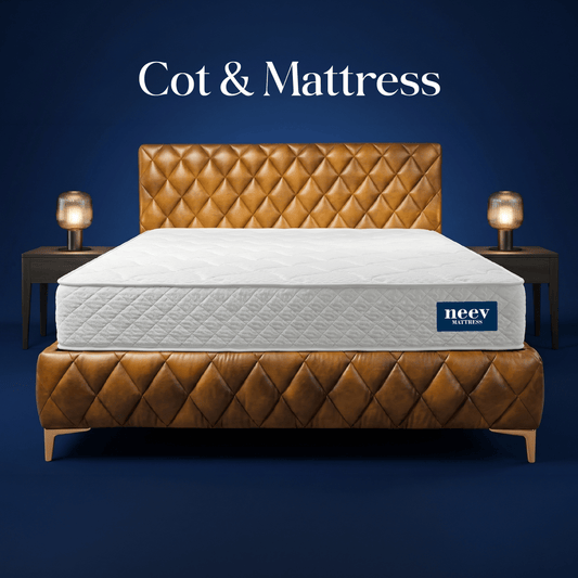 Drowsie Soft Mattress + Vegan Leather Cot - Neev Mattress - Drowsie Soft Mattress + Vegan Leather Cot